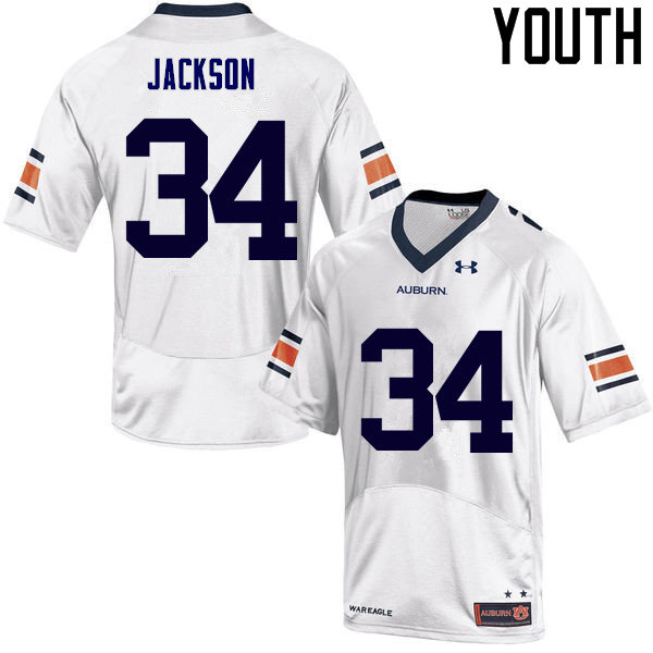 Youth Auburn Tigers #34 Bo Jackson College Football Jerseys Sale-White - Click Image to Close